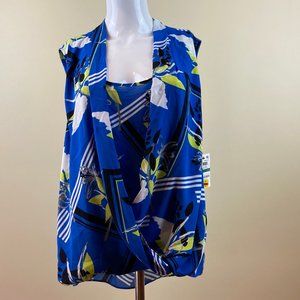 NEW ALFANI FLORAL-PRINT SURPLICE TOP